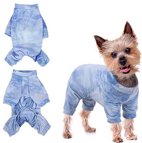 Einteiler für Hunde, Pullover Baumwolle mit Beinen Puppy Overall Jacken Haustier Schlafanzug Hundejacke Winddicht Hundemantel Warm für Kleine Mittlere Hunde(Blau, XS)
