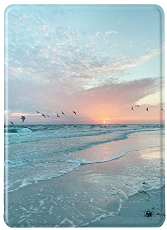 Hülle für Kindle Paperwhite 11. Generation 2021 6,8 Flip Leder Silikon Schutzhülle, Auto Aufwachen oder Schlafen Magnetisch TPU Case, Seestern Herzform Strand Muster Hülle für Paperwhite 2021 (5)