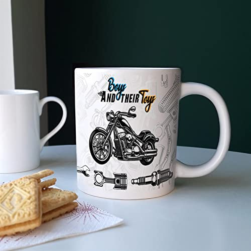 Purely Home Extra Large Big Vintage Motorbike Boys and Their Toys Mug - Jumbo White Coffee/Tea Gift