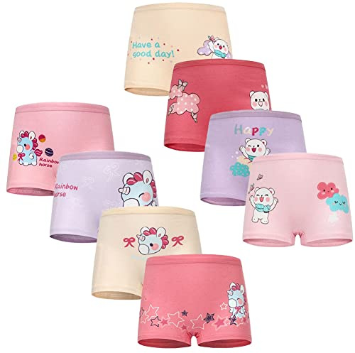 FedMois Girls Knickers Cotton Boxer Briefs Underpants Underwear 2-9 Years (Pack of 8)