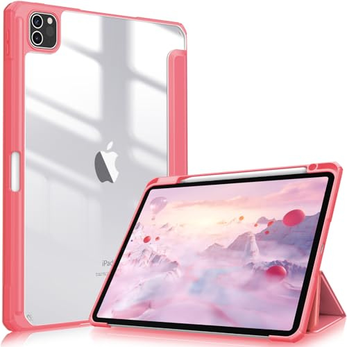 FINTIE Funda híbrida Compatible con iPad Pro de 11 Pulgadas (2022/2021/2020/2018, 4ª/3ª/2ª/1ª generación) – Funda Transparente Ultra Delgada a Prueba de Golpes con Soporte para lápices, Encendido y