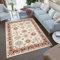 TAPISO Tappeto Rivoli Soggiorno Sala Salotto Camera da Letto Ufficio Design Vintage Classico Geometrico Ornamenti con Frange Tonalità di Crema Rosso Pelo Corto 120 x 170 cm