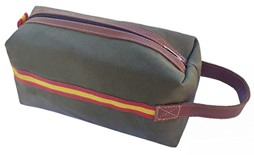 Tiendas LGP - Neceser con Detalle de Bandera de España, Bolsa de Aseo, Cierre de Cremallera y asa Lateral de Piel