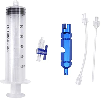 Generisch CL-Link 60ml Reifendichtmittel Injector Fahrrad Tubeless Dichtmittel Injector mit Ventileinsatz Entfernungswerkzeug für Fahrradreparatur Tubeless Ventil