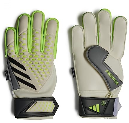 Adidas Unisex Kinder Goalkeeper Gloves (Fingersave) Pred Gl MTC Fsj, White/Lucid Lemon/Black, IA0861, 4-