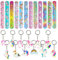 24 pezzi di bomboniere per feste a forma di unicorno, 12 pezzi di braccialetti a schiaffo unicorno + 12 portachiavi unicorno, forniture per feste di compleanno unicorno per bambini