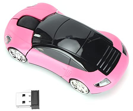 Souris sans Fil, Souris sans Fil Portable en Forme de Voiture 2.4G, Souris de Jeu Optique Professionnelle Ergonomique (Rose)