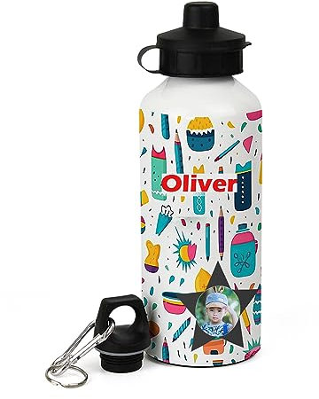 Eliphs bottiglie d'acqua bianche in alluminio personalizzate per il rientro a scuola (modello 6)