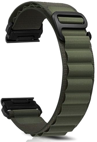 ZoRoll 26mm QuickFit Armband für Garmin Enduro 3 / Fenix 8 51mm/7X/6X GPS/PRO, Einstellbar Nylon G-Haken Ersatzband für Fenix 5X Plus/Descent mk1 - Grün