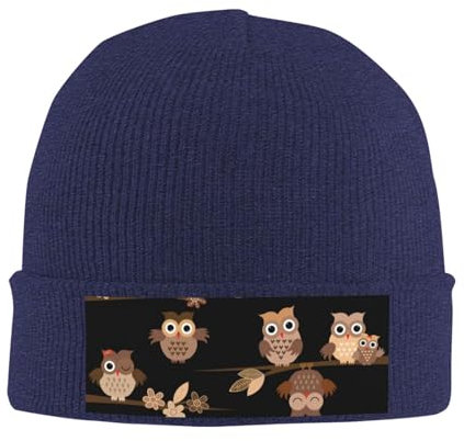 TRESILA Stilvolle Strickmütze Winter Beanie Männer und Frauen Warme Beanie Hüte Acryl Strickmütze Weiche Chunky/Hong Kong, Niedliche braune Cartoon-Eulen, One size