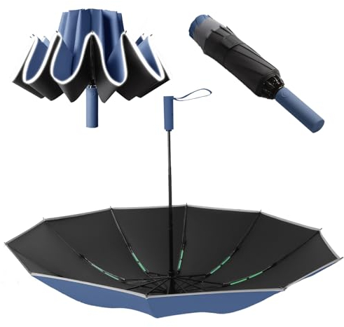 Oziral Regenschirm Sturmfest Taschenschirm Wetterfest Automatisch 50+ 99% UV-Schutz öffnend Zusammenklappbar Golfgröß belüftet Winddicht Verstärkt Doppellagiger Regenschirm, Damen Herren