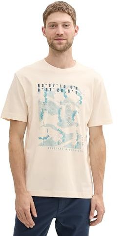Tom Tailor Herren 1043407 Basic T-Shirt aus Baumwolle mit Print