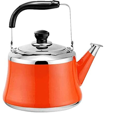 Tea Kettle Stovetop Whistling Whistling Gas Kettle Food Grade 304 Stainless Steel Light Weight Induction Cooker Kettle with Retro Spout Coffee Pot(Orange,2L)
