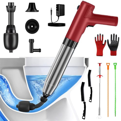 Stantuffo elettrico resistente per WC, rimozione di intasamenti ad alta pressione per lo scarico dei capelli dell'aria per il bagno, lo scarico del lavandino a serpente strumento per la pulizia dello