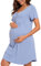 Jahetuul Chemise de Nuit Maternité Coton Robe Allaitement Maternité avec Bouton Vetement Grossesse Femme Pyjama à Manches Courtes Vêtements de Nuit Allaitement pour Femmes et Femmes Enceintes