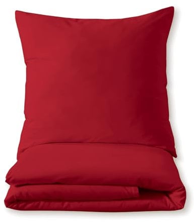 Luxuriöses Bettset aus Mako-Satin 100% Baumwolle 135x200 155x220 200x200 200x220, Größe:200 x 220 cm, Farbe :Rot