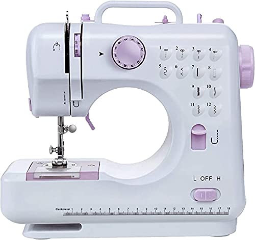 Telituny Nähmaschinen, 505 Nähmaschine mit Eingebautem LED-Licht und Fußpedal | 12 Stiche | Mini handnähmaschine für dicke Stoffe Rückstich mit Nähnadel Faden-Set geeignet für erwachsene Anfänger