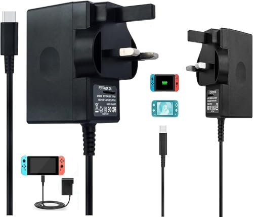 Mr. Gadget's Solutions AC Adapter Charger for Nintendo Switch & Switch Lite – Fast USB-C Wall Charger 15V/2.6A Power Supply, Supports TV Mode and Dock Station, Portable for Travel