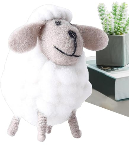 Wollfilz Schaf - Niedliches gefilztes Wollschaf Handgemachtes Lammspielzeug | Wollfilz Weihnachtsbaum, Schaf Plüsch Dekorative Figuren, Weiche Wolle Lamm Ornament, Charmante für