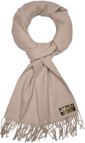 BRUBAKER Cashmirillo Schal - 30/40 x 180 cm Lang Warm und Kuschelig | Herbst und Winter Kuschelschal - Stola Tuch mit Fransen für Damen und Herren - Uni-Farben