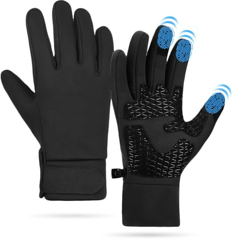 AJ STAR Waterproof Gloves for Men Women, Touch Screen Cycling Gloves Winter Warm Gloves Water Resistant Anti Slip Thermal Gloves for Outdoor Sports Running Cycling Walking Riding Driving (Small)