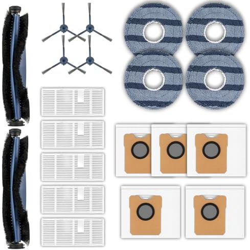 (20 Pack) C20 Omni Replacement Parts Accessories Kit for Eufy C20 Omni Robot Vacuum, 2 Roller Brush, 4 Side Brushes, 5 HEPA Filters, 5 Dust Bags, 4 Mop Pads, Vacuum Attachments