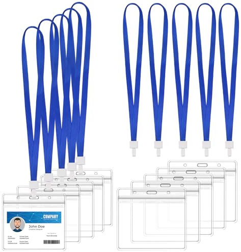 10 Set Impermeabili Porta Tesserino da Collo con Cordino, Porta Badge da Collo orizzontale, ID Card Holders Portabadge per Affari, Porta Cartellino Identificativo per Lavoro Studenti Mostra (10x8.5cm)