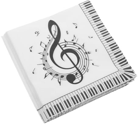 WRITWAA 20 Stück Einweg Servietten Papier Mit Musiknoten Motiv Bedruckt Festliche Cocktail Party Deko Hygienisch Für Geburtstag Feier Mottoparty