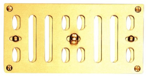 Hit & Miss Vent – Adjustable Air Vent Grille with Sliding Shutter for Wall, Door & Cabinet Ventilation – Durable Plastic or Metal Vent Cover by Kooples Hardware - 225x150mm (Polished Brass)