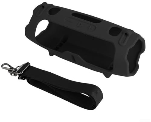 Verstellbarer Schultergurt Silikonhülle für JBL Charge 6, bietet Fallschutz und einfachen Transport (schwarz)