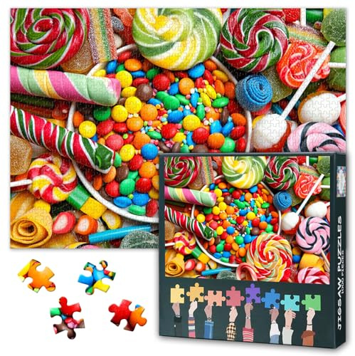 Puzzle für Erwachsene 1000 Teile, viele verschiedene leckere Süßigkeiten 1000 Teile Puzzle, Impossible Challenging Schwierige Puzzles für Erwachsene, 19,5 x 27,5 Zoll