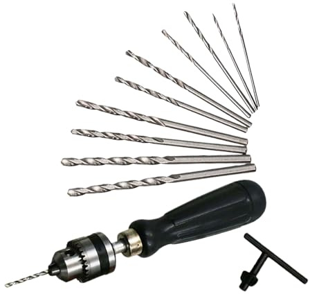 Kleiner Handbohrer mit 0,6–6 mm Schnellspannbohrfutter und Präzisionsbohrern, für Mini-Bastelbohrer-Set für Holzbearbeitung, Leiterplatte, Modellbau, DIY-Projekte, Aluminium für Minium-Legierung Han