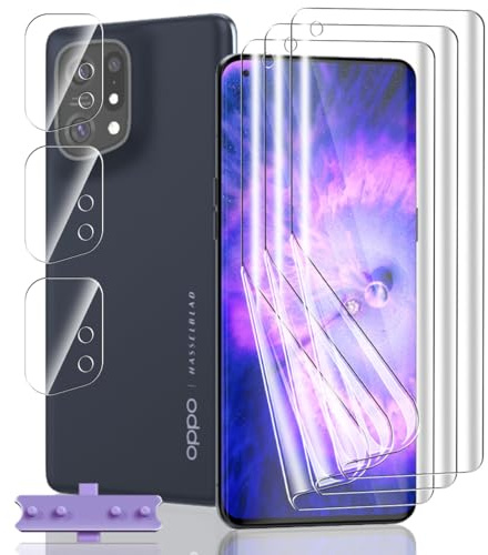 Jaavkkma 3 Piezas Protector Pantalla Flexible para OPPO Find X5 + 3 Piezas Cristal Templado Protector Cámara, HD/Anti-Arañazos, Película Protectora para OPPO Find X5 - Película TPU Suave