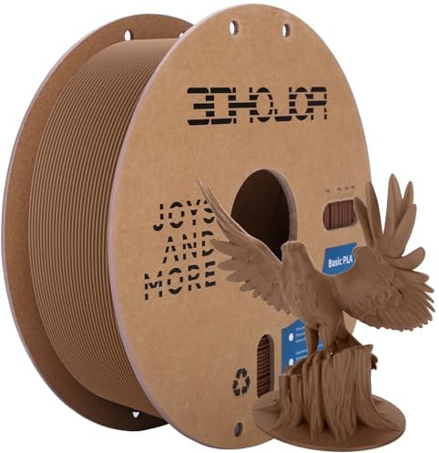 3DHoJor PLA Filament 1.75mm Braun 3D Drucker Filament ±0,02mm, 1KG/Spule | 1kg 3D Drucker Filament PLA, ultraschnelle Filament 3d Druckmaterialien, Vakuumverpackung,für FDM 3D Drucker