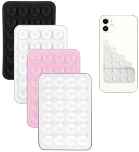 OIXEYA 4 Stück Silikon Handy Saugnapf Halterung Doppelseitig, Freihändig Sticky Silikon Saugnapf Handyhülle für Selfies & Tiktok-Videos, Saugnäpfe Handyhalter für Alle Handy Modelle