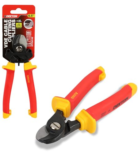 DEKTON VDE Cable Cutting Pliers 165mm | Tested to 1000v & VDE Certified En Iec 60900:2018 | Chrome Vanadium Shaft with Corrosion-Resistant Tip | Ergonomic Dual-Colour Handle | Safe Wire Cutter