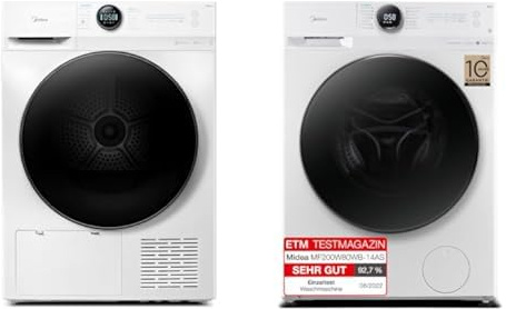 Midea Set: Wärmepumpentrockner 8kg + Waschmaschine 8kg, UV Hygiene, Steam Care, APP-Steuerung