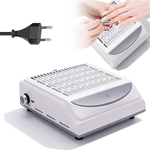 100W Nagel Staubabsaugung Mit Filter, Staubabsaugung Für Nägel, Absaugung nägel, Geschwindigkeit Einstellbare, Nagelstaubsauger, Nail Dust Collector für Nagelstudio/Salon/Persönlich Maniküre, Weiß