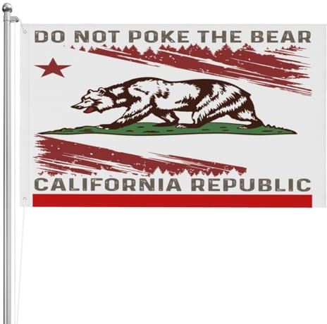 DoPoke The Bear California Republic Flag Sign 3x5 Double Sided