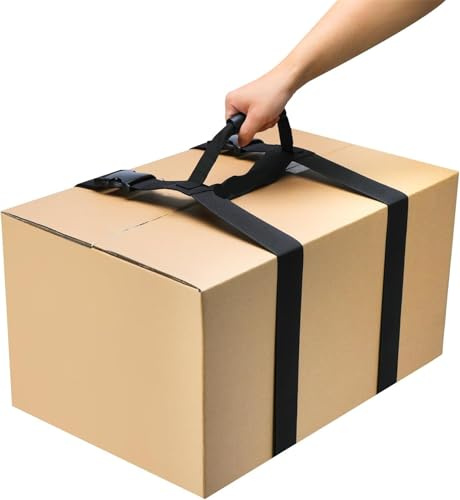 Tragegurt mit Griff, Handgurt zum sicheren Bewegen und Anheben Schwerer Boxen, Verstellbarer Gürtel, H-förmige Tragegurte, geeignet für Zylinder, Campingmatte, 5cm x 192cm x 192cm (schwarz)
