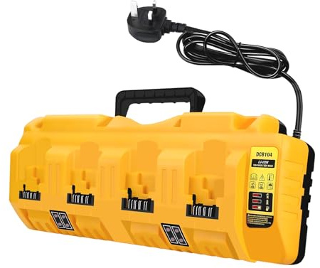 Mvellir Battery Charger Replacement Compatible with Dewalt 12V-20V MAX Lithium Battery, 4 Port Fast Charging Multi Charger Station with 2 USB Ports 5V 2.1A