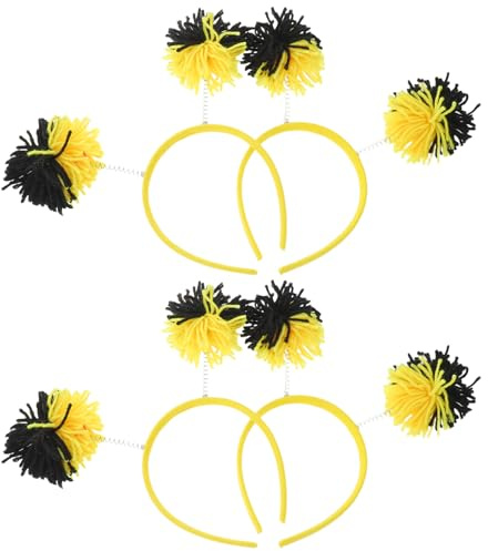 Veemoon 4 Stück pack Pompon Haarreife mit Flauschigen Gelben Bommeln aus Polyester und Ps für Schulspiele und Osterpartys Inspiriert zu Interaktivem Spaß