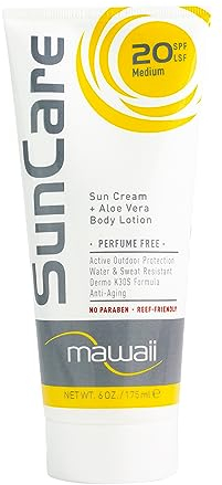 Mawaii SunCare Anti-Aging Sonnencreme 20 SPF - 175 ML - Spezialist Outdoor-Sport Sonnencreme - Wasserfest und Schweißfest - Reef Friendly und ohne Parabene
