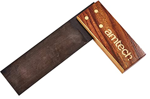 Amtech 6 Wooden Tri Square, Brass-Faced Handle with Steel Blade, Ideal for Checking and Marking Right Angles in Woodworking Projects.