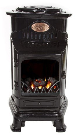 universal innovations Calor Provence 3kw Portable Flueless Gas Stove Heater (Gloss Black)