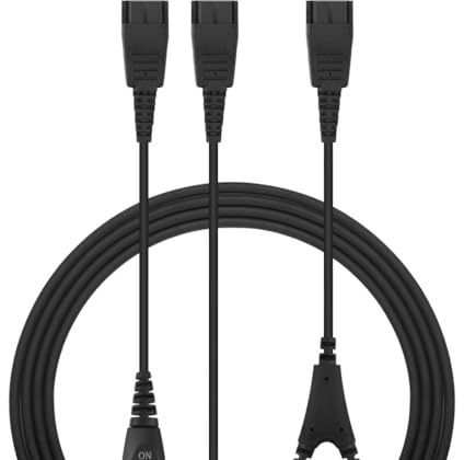 GEEKRIA Y Training Cable Replacement Compatible with Jabra, Plantronics QD Headset Splitter Cable with Mic Switch/with Observer Receive-Only and 2 Quick-Disconnects for Training Purposes