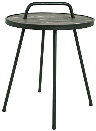 HAKU Beistelltisch Massivholz rund Vintage Metall Unterbau braun runder Couchtisch Sofatisch - Maße: H 65 x Ø 50 cm Style: Industrial