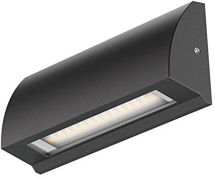 ledscom.de LED Wandleuchte/Treppenlicht SEGIN für außen, IP54, flach, Downlight, schwarz matt, eckig, 3,8 W, 265lm, warmweiß