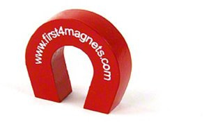 Pocket Size Red Alnico Horseshoe Magnet for Science, Education, Experiments, Students, and Teachers - 25.4mm x 28.5mm x 8mm - 1.5kg Pull - Pack of 10