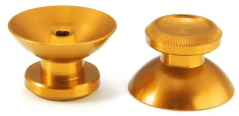 2 Stück Metall-Aluminium-Thumbsticks Daumengriff Stick Kappe für PS4 Xbox One Game System Controller (Gold)